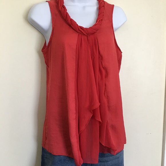 A Diva Coral Red Sleeveless Top Sz Medium - Picture 2 of 8